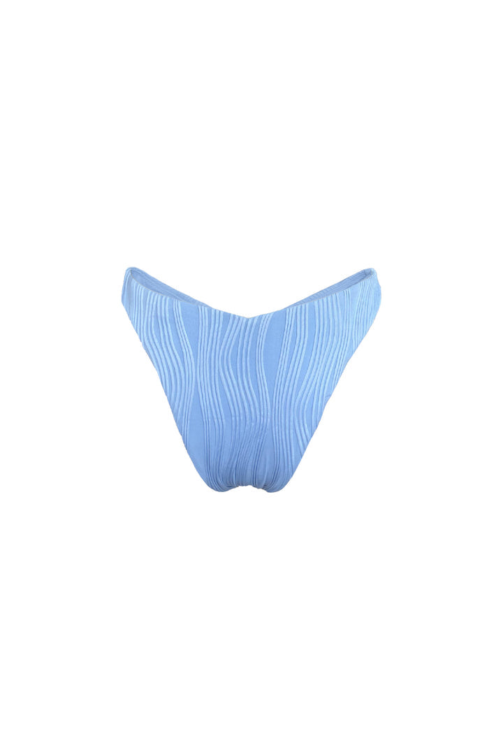 Lucia ribbed bikini bottom in Plisse Blue