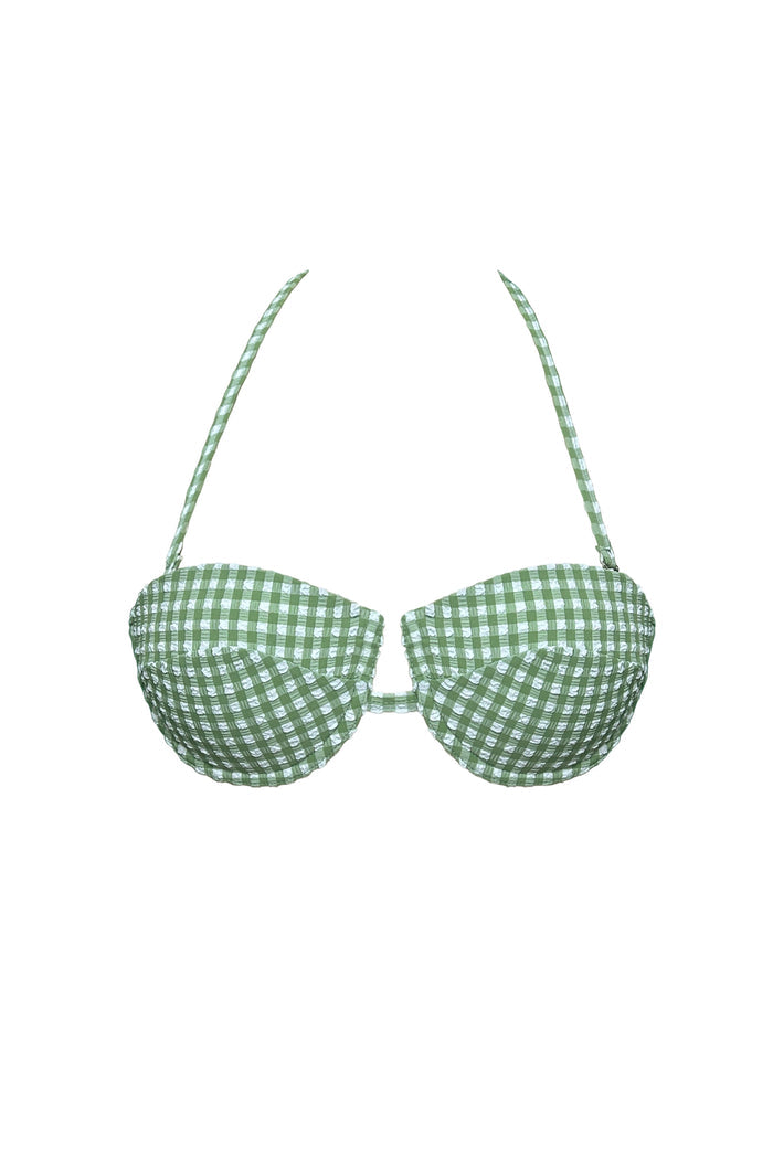 Luna underwire bikini top in green gingham
