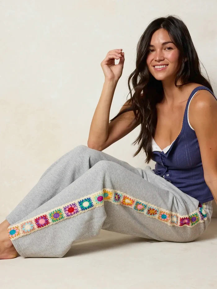 Lyvie Trim Sweatpants - Heather Grey-view 1