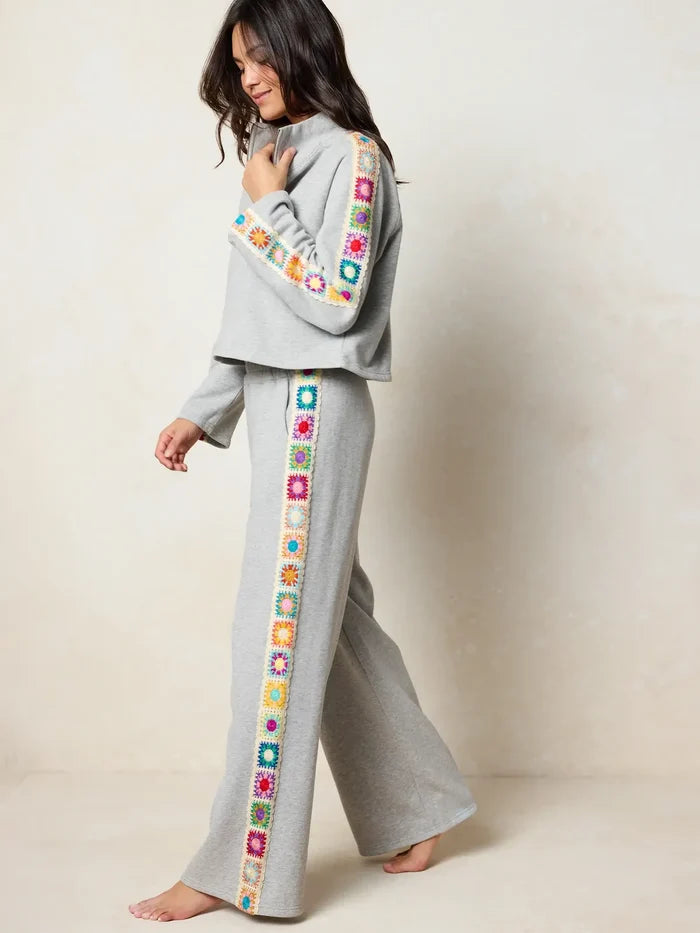 Lyvie Trim Sweatpants - Heather Grey-view 2