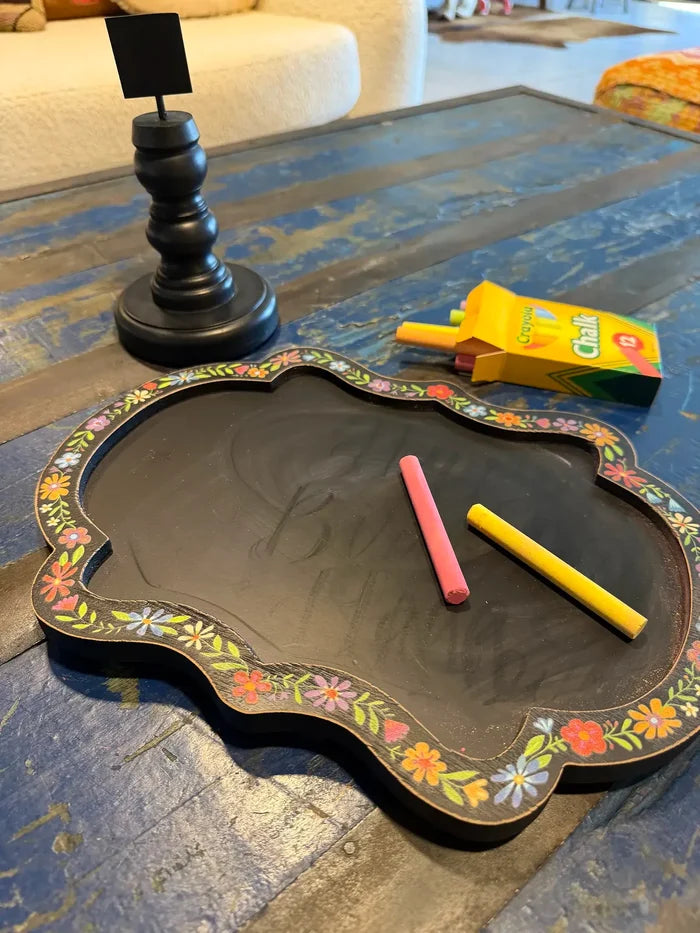 Magnetic Chalk Board Stand - Black Folk Flower-view 2