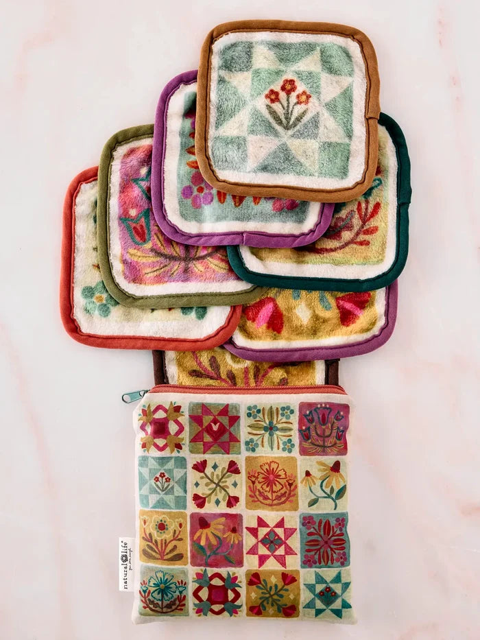 Makeup Removing Cloths Set - Folk Quilt Patchwork Cream-view 1