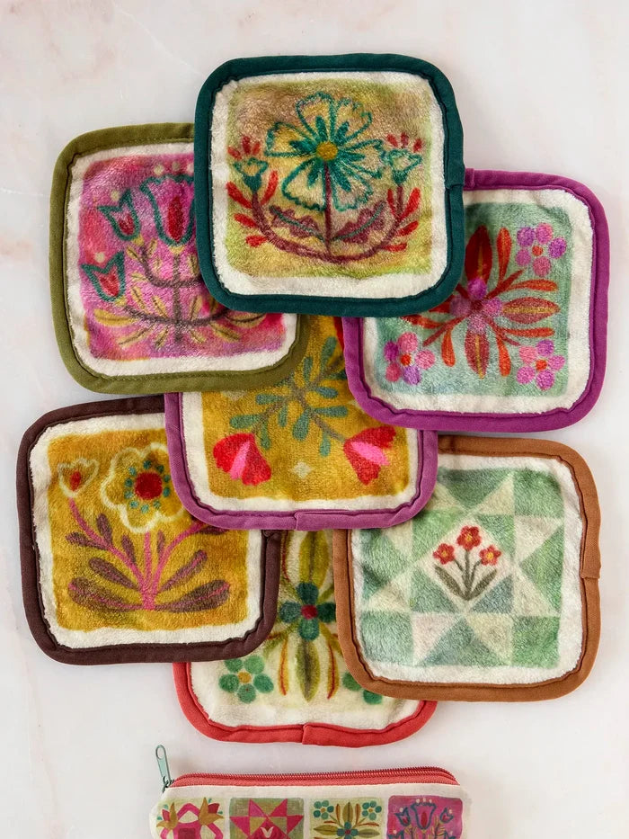 Makeup Removing Cloths Set - Folk Quilt Patchwork Cream-view 5