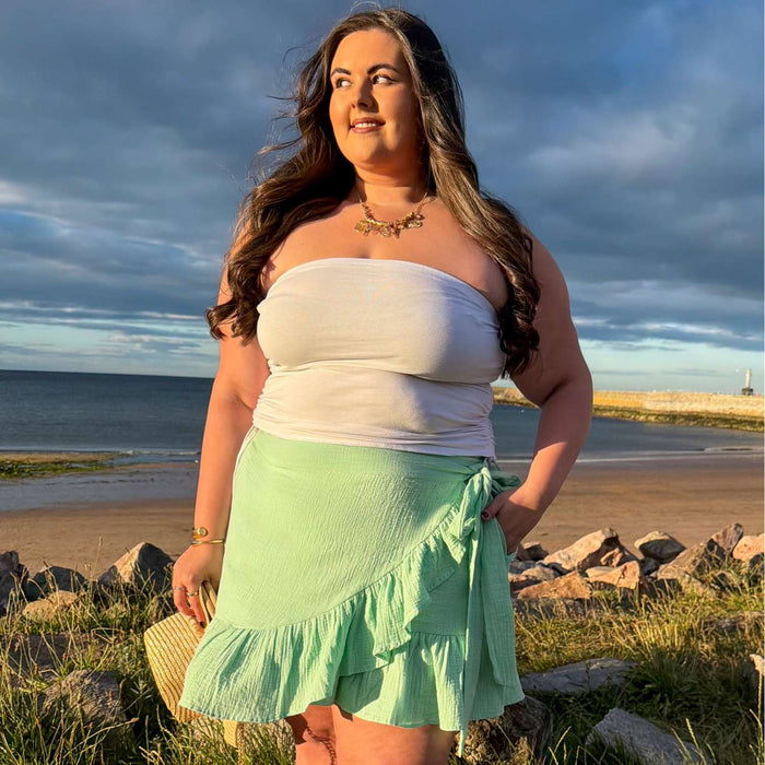 Mary Cotton Gauze Wrap Skirt - Pistachio