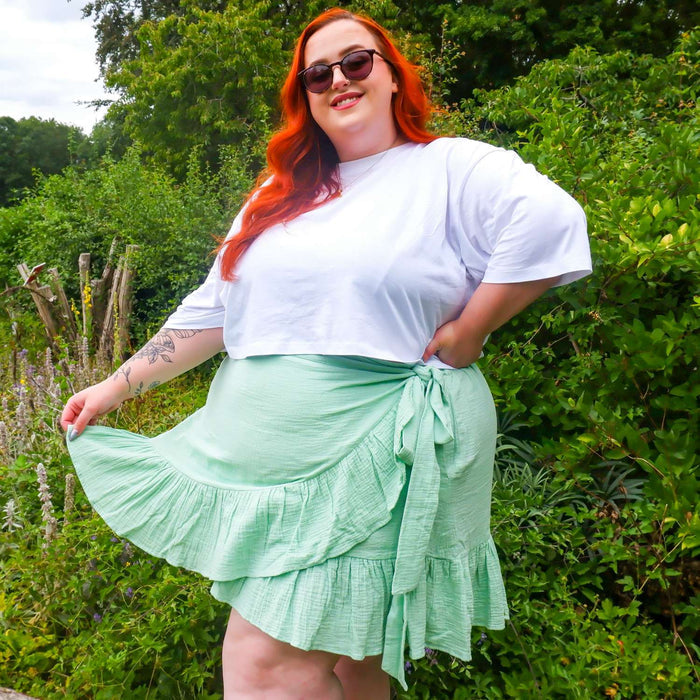Mary Cotton Gauze Wrap Skirt - Pistachio