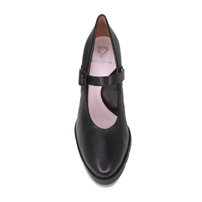 Maxine: Black Leather Shoes Sole Bliss