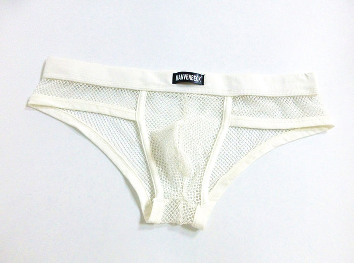 Men's Underwear Transparent Mesh Briefs Low Waist Convex Design Underwear Men