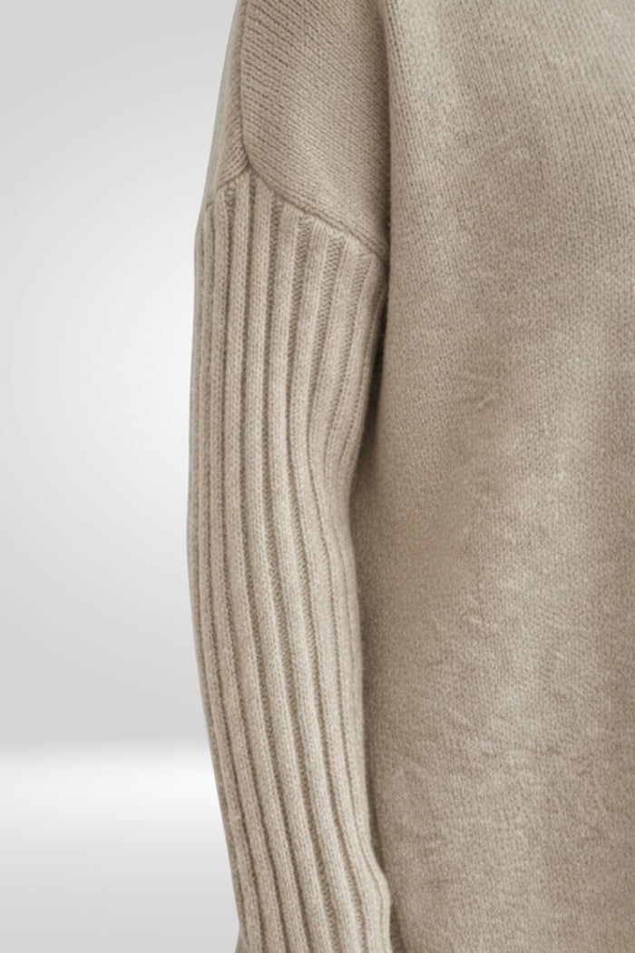 Romara | Women's Oversized Turtleneck Sweater - Beige - Image 5
