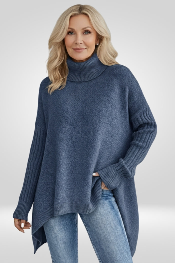 Romara | Women's Oversized Turtleneck Sweater - Beige - Image 6