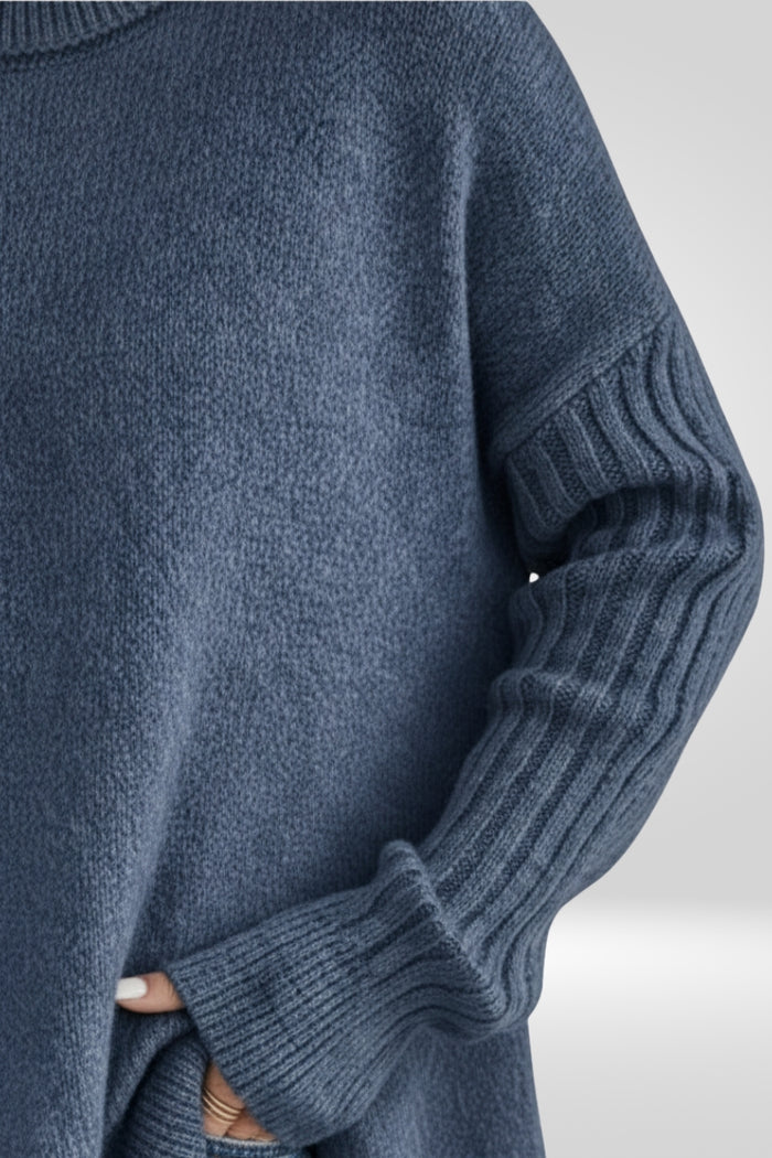 Romara | Women's Oversized Turtleneck Sweater - Beige - Image 8