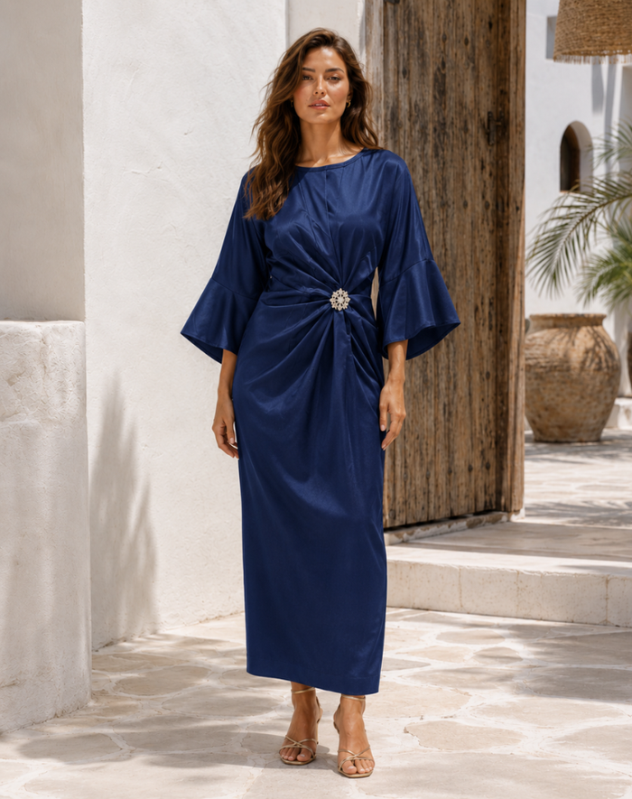 Mila - Smooth Satin Maxi Dress Wedding Guest Bridesmaid Evening Gown