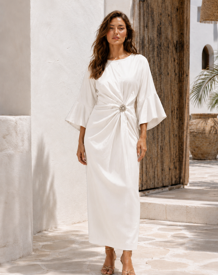 Mila - Smooth Satin Maxi Dress Wedding Guest Bridesmaid Evening Gown
