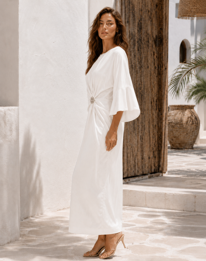 Mila - Smooth Satin Maxi Dress Wedding Guest Bridesmaid Evening Gown