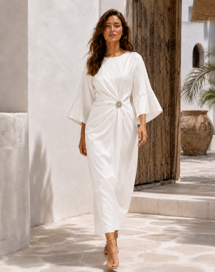 Mila - Smooth Satin Maxi Dress Wedding Guest Bridesmaid Evening Gown