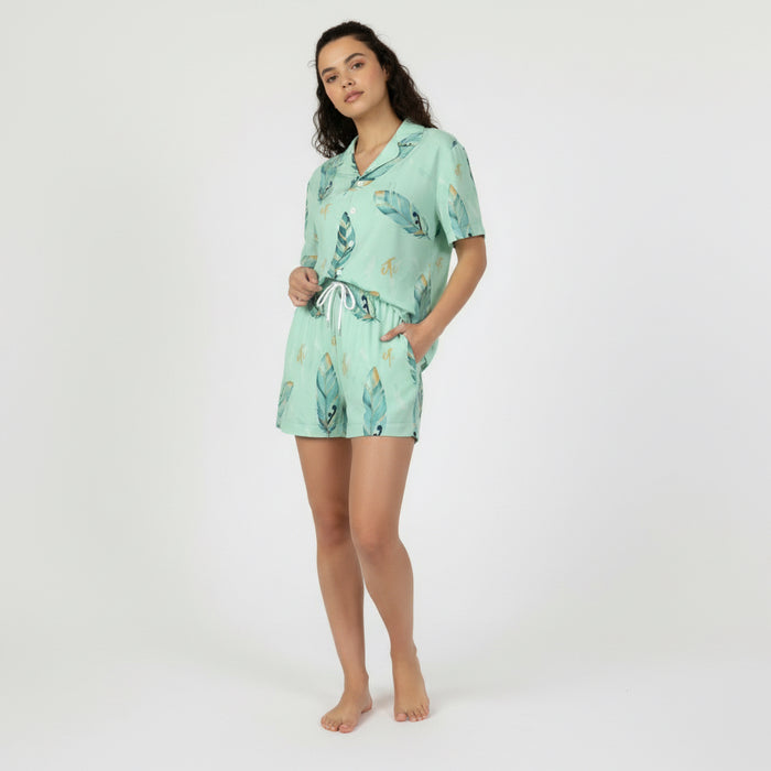 Mint ETC Feathers Silk Pajama Set