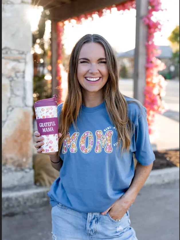 Mom Floral (Slate) - Short Sleeve / Crew