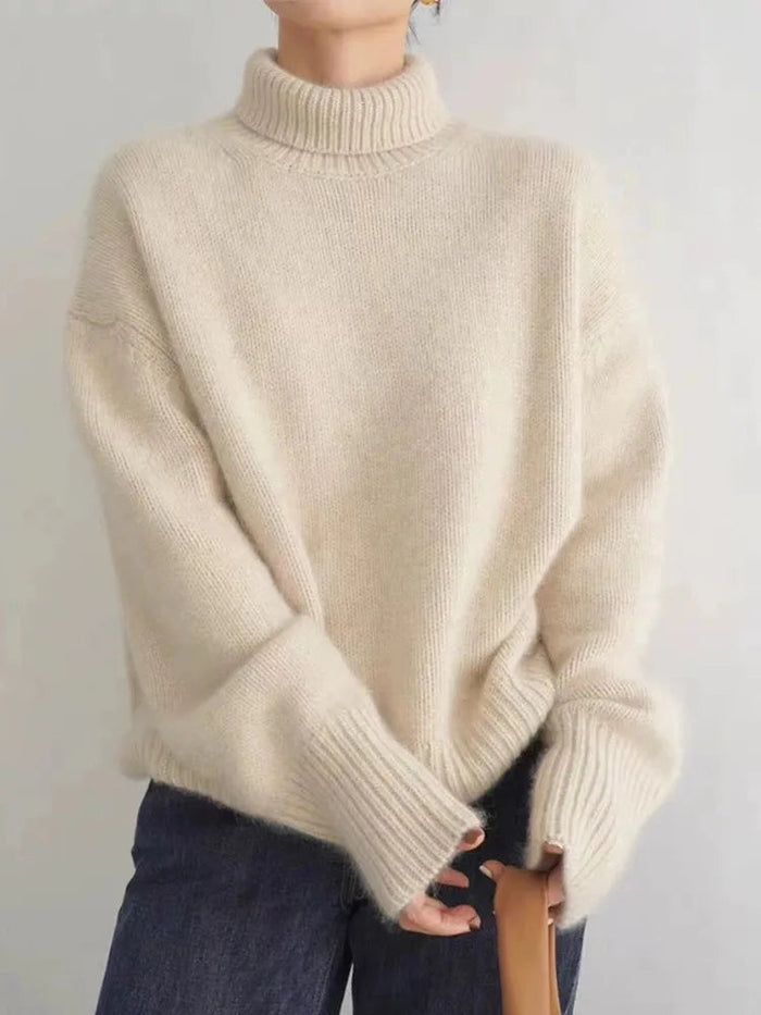 Fennick | Women's Oversized Turtleneck Sweater - Cream - Image 2