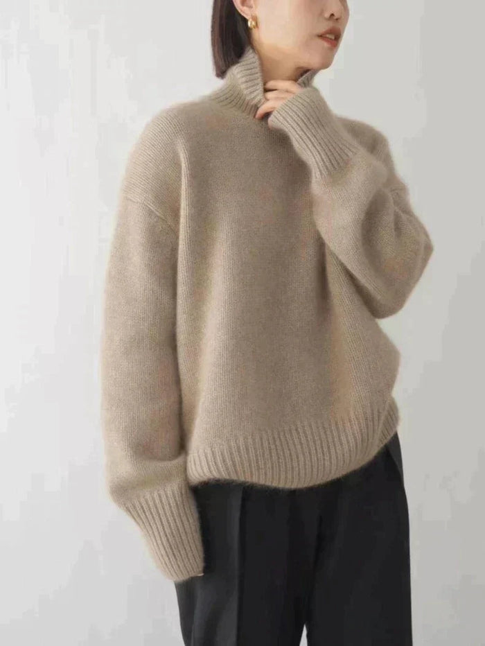 Fennick | Women's Oversized Turtleneck Sweater - Cream - Image 6