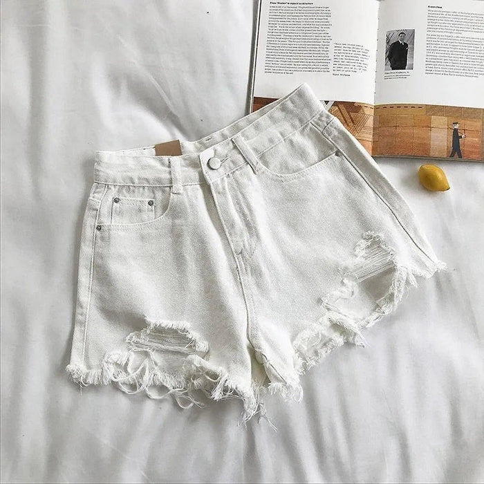 Denim Shorts Dames | Hoge Taille Rafelrand Stretch - Miss Madera