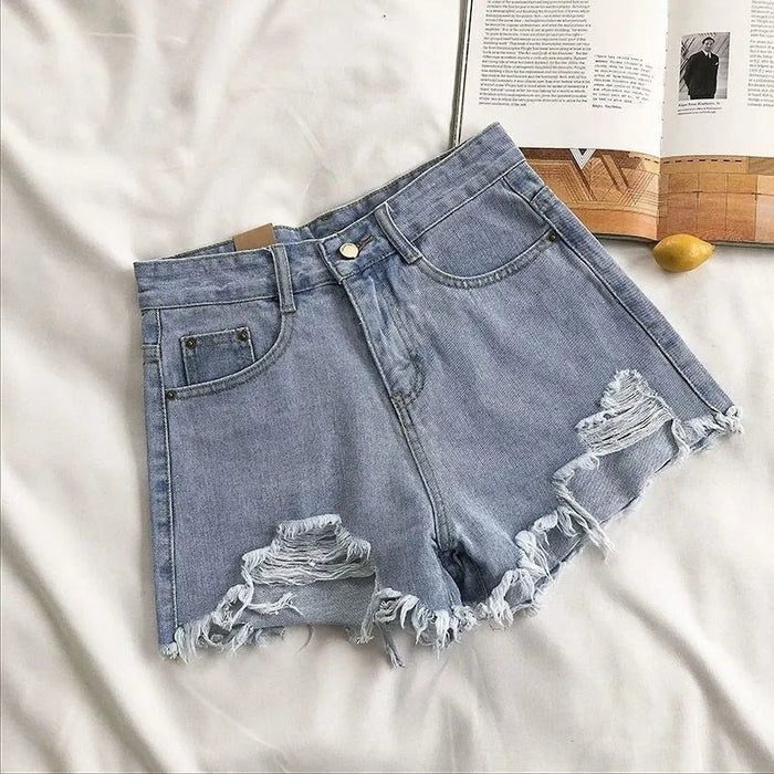 Denim Shorts Dames | Hoge Taille Rafelrand Stretch - Miss Madera
