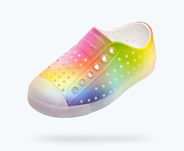 Native Jefferson Print Shoes - Shell White/ Translucent/ Rainbow Blur