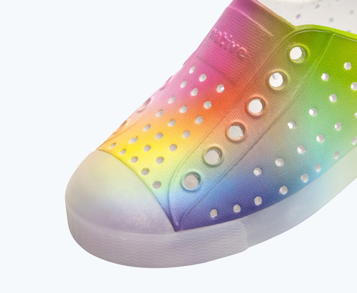 Native Jefferson Print Shoes - Shell White/ Translucent/ Rainbow Blur