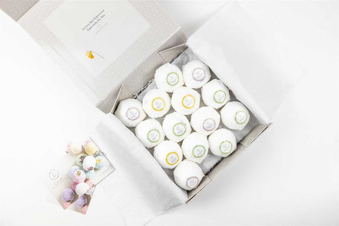 Natural Bath Bomb Gift Box - 14 essential oil spa bath fizzies in box | Lizush