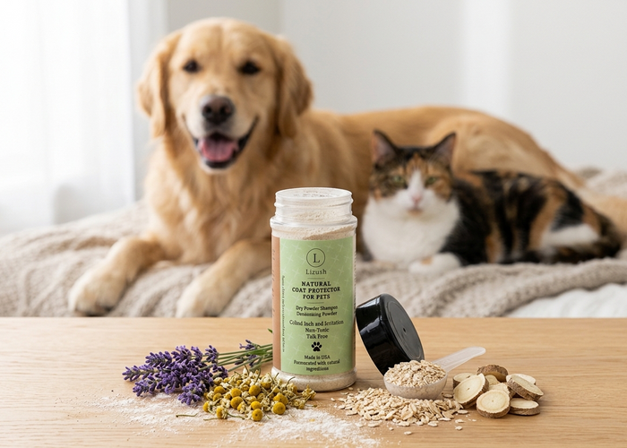 Natural Coat Protector - Grooming powder for dogs and cats overview | Lizush