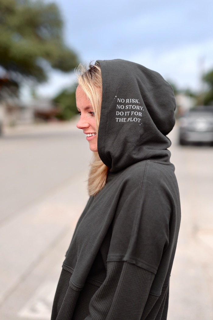 Dark green hoodie with inspirational text, made from soft cotton, perfect for casual wear.