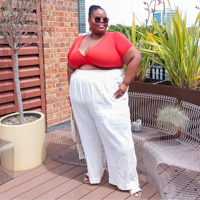 Noor Cotton Gauze Wide-Leg Trousers - Cream
