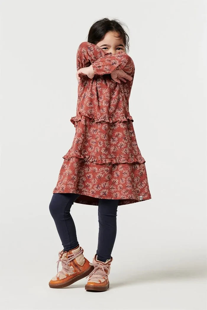 Noppies Kemp Mill Allover Print Long Sleeve Dress - Henna