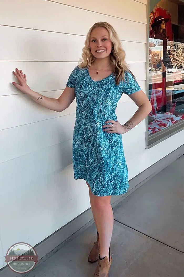 NRL0043 Tencel Knit V-Neck Short Sleeve Dress