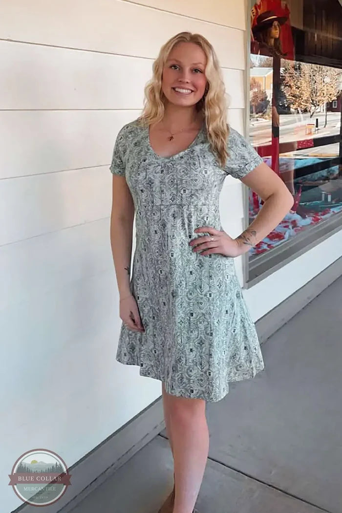 NRL0043 Tencel Knit V-Neck Short Sleeve Dress