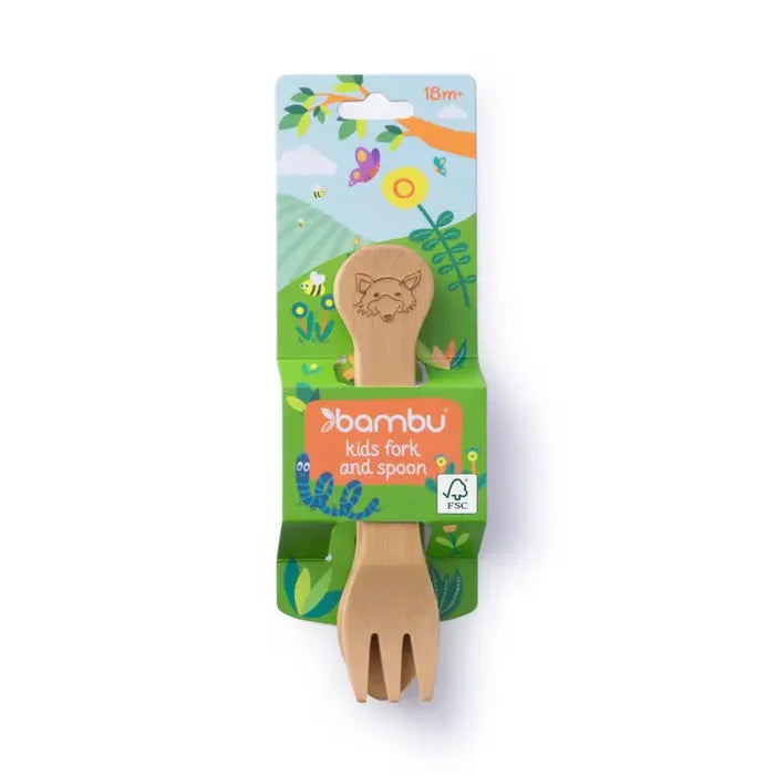 bambu Oraganic Bamboo Kid's Fork & Spoon (18M+)
