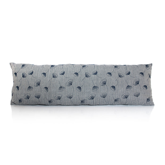 blue floral door draught excluder in organic cotton
