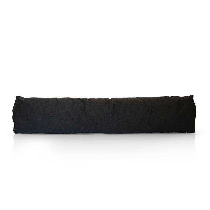 Black Organic UK Made Door Draught Excluder stuffed with British wool.