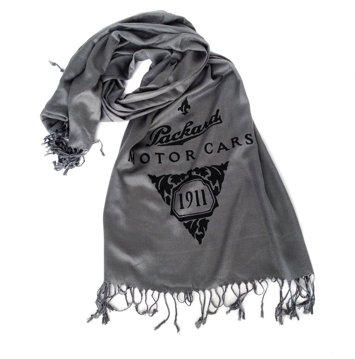 Black ink on dove grey pashmina.