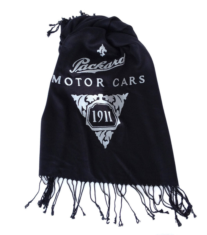 Silver ink on black pashmina.