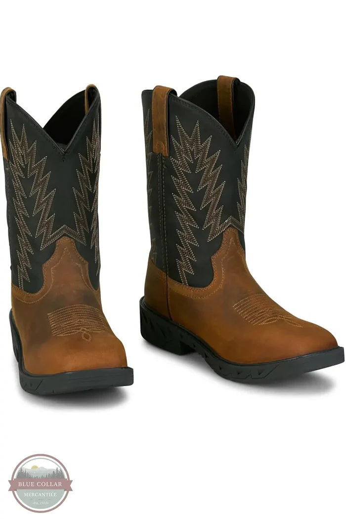 Justin PD4073 Taskmaker 11" Waterproof Steel Toe shows pair of boots
