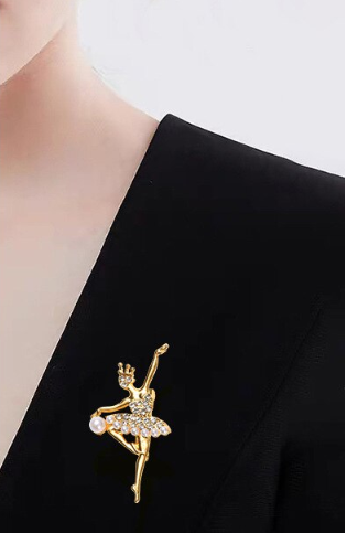 Pearl and Rhinestone Dancing Ballerina Brooch