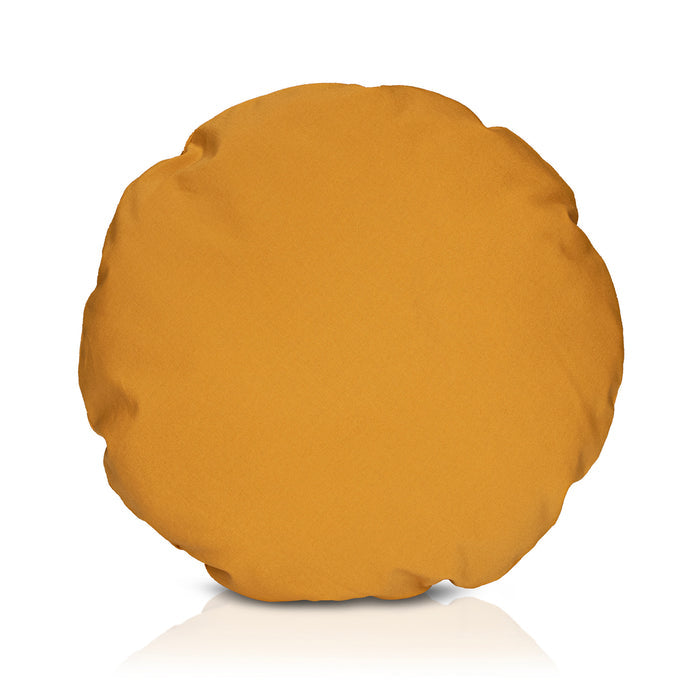 A chimney sheep PetSnug wool filled cushion. The wool cushion sits upon a white background. This is a large yellow cushion.