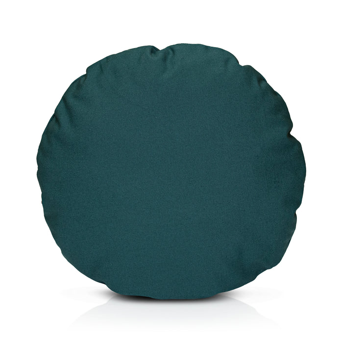 A chimney sheep PetSnug wool filled cushion. The wool cushion sits upon a white background. This is a large green cushion.
