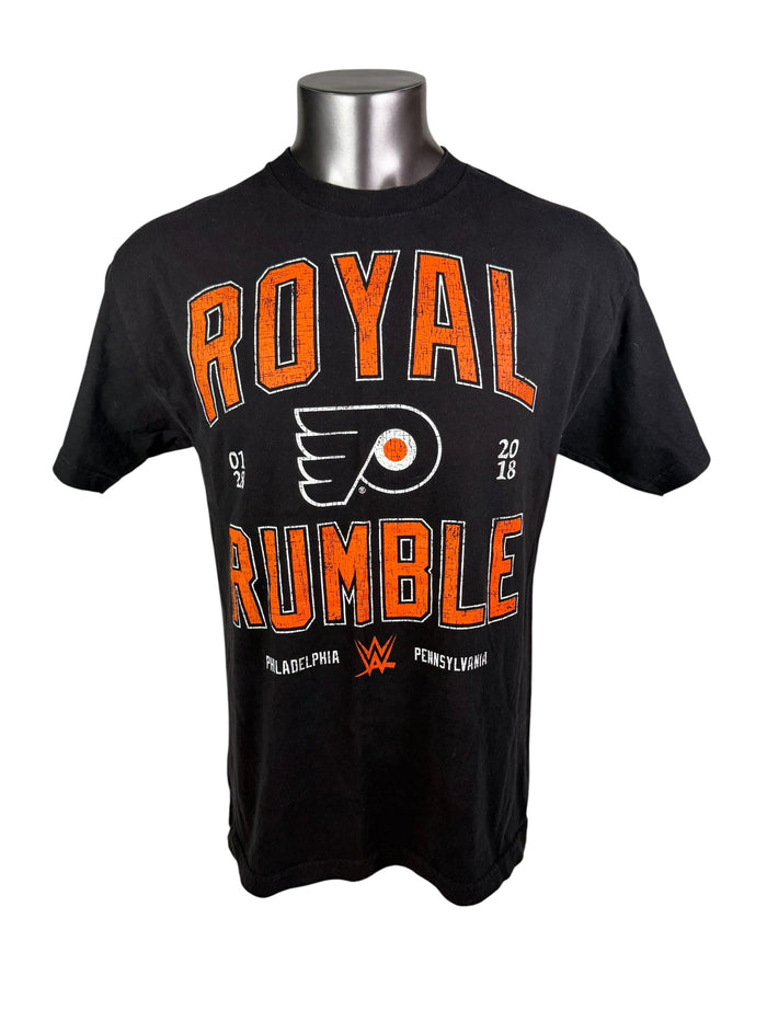 PHILADELPHIA FLYERS VINTAGE 2018 WWE ROYAL RUMBLE ADULT T-SHIRT LARGE