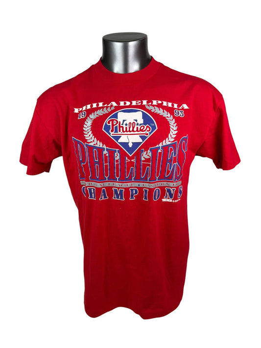 PHILADELPHIA PHILLIES VINTAGE 1993 NATIONAL LEAGUE CHAMPIONS TRENCH T-SHIRT ADULT XL