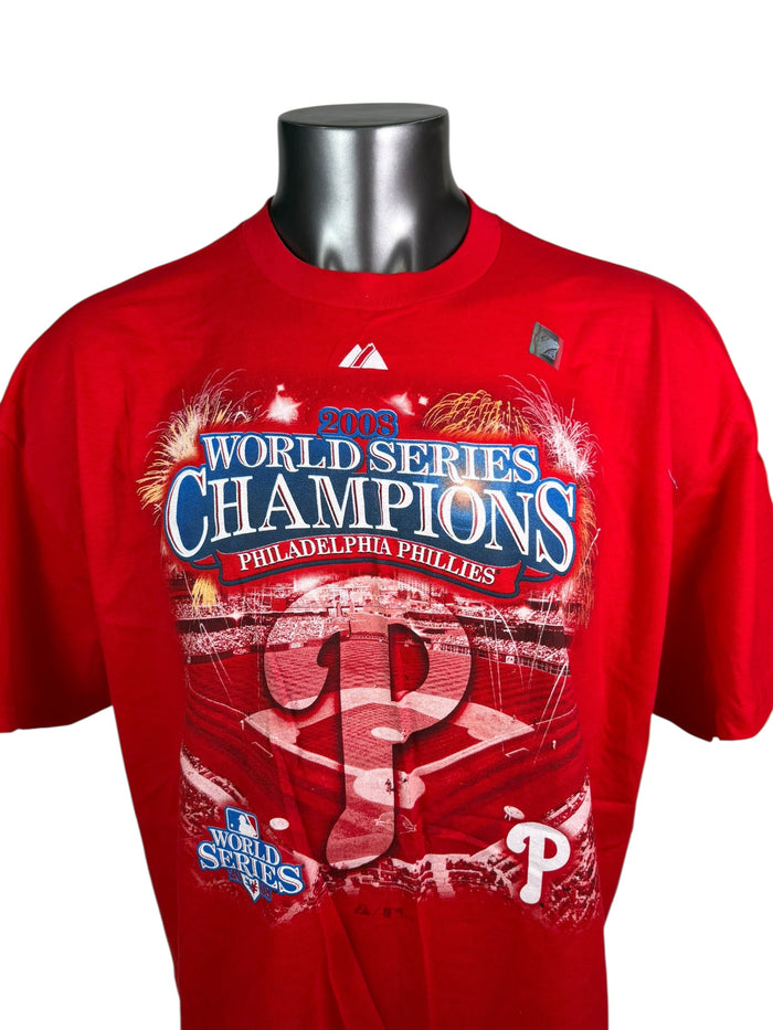 PHILADELPHIA PHILLIES VINTAGE 2008 WORLD SERIES CHAMPIONS T-SHIRT ADULT 2XL
