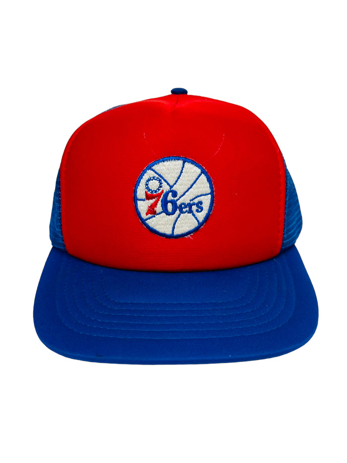 PHILADELPHIA SIXERS 76ERS VINTAGE 1980'S MESH SNAPBACK ADULT HAT MEDIUM / LARGE
