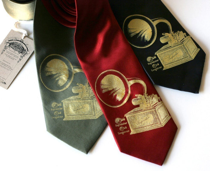 Gold ink on sage, crimson, black.