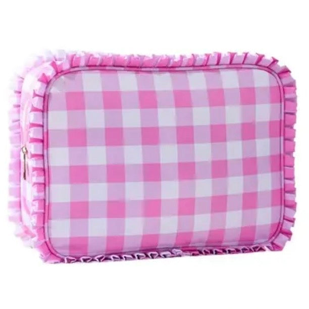 Pink Checkered Ruffle Bag