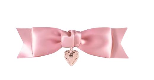 Pink Satin bow hairclip with rose gold heart