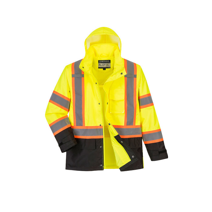 Portwest LLC US361 Hi Vis Contrast Tape Rain Jacket front view